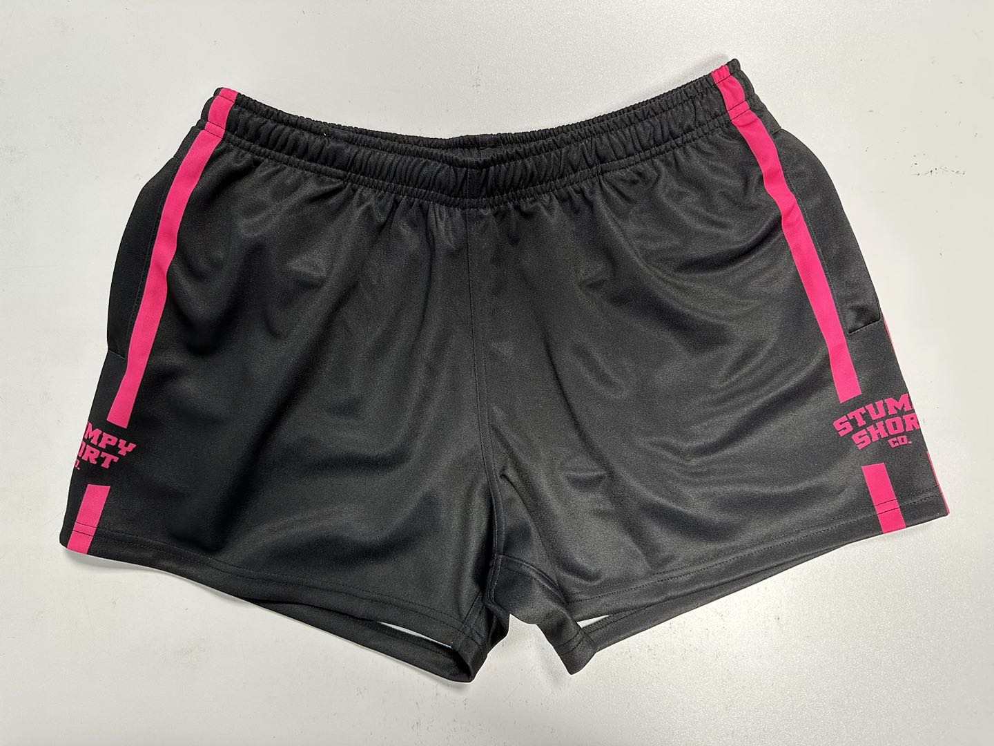 Black/Pink Footy Shorts with pockets