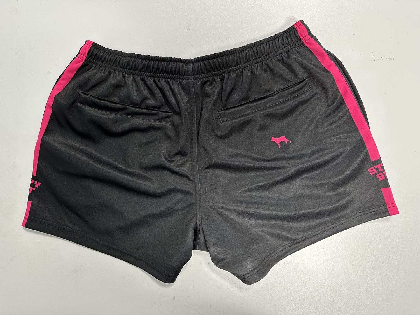 Black/Pink Footy Shorts with pockets