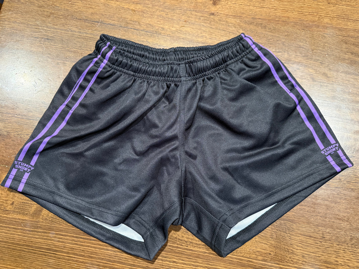 KIDS! Black/Purple Footy Shorts with pockets