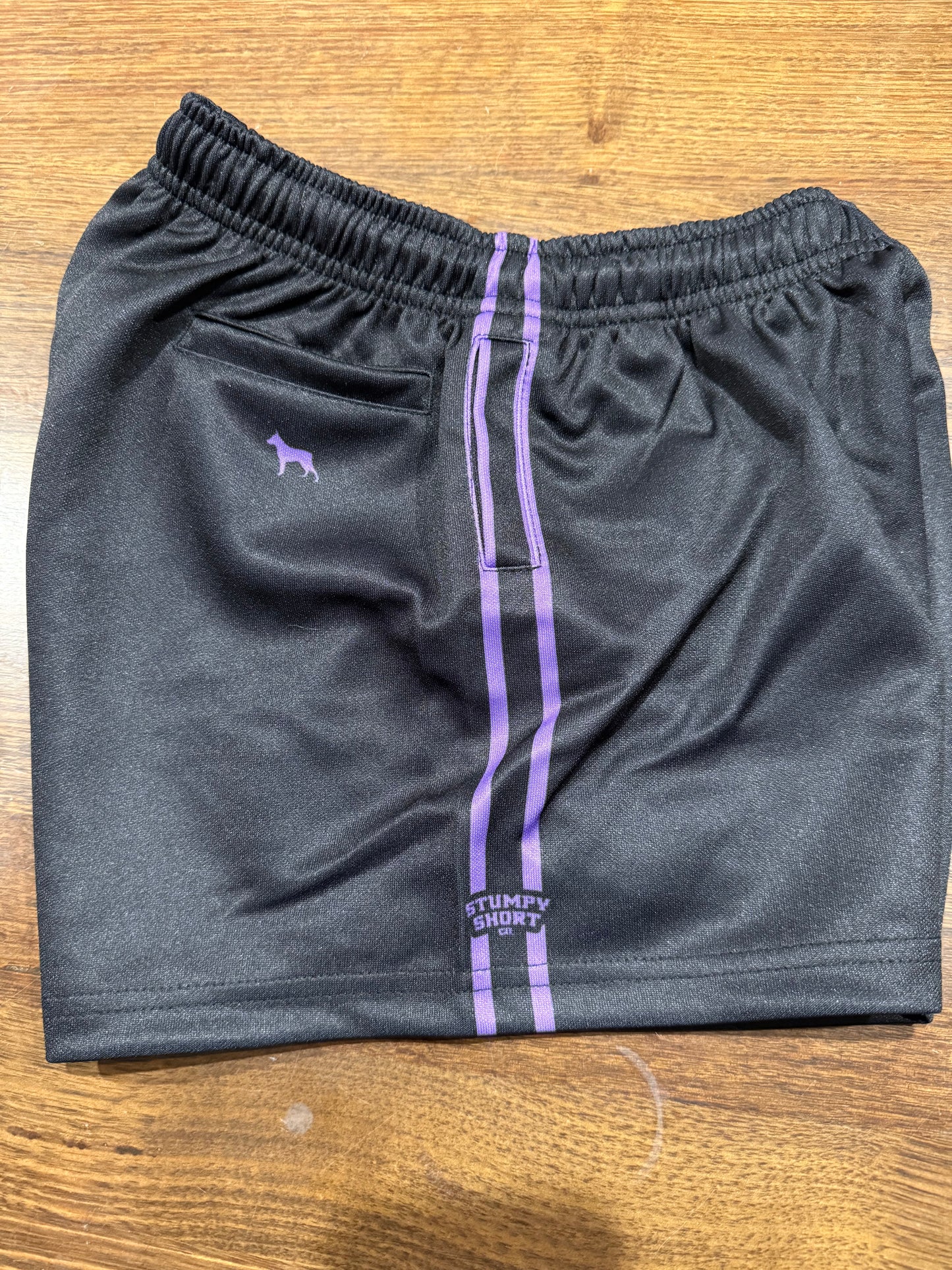 KIDS! Black/Purple Footy Shorts with pockets