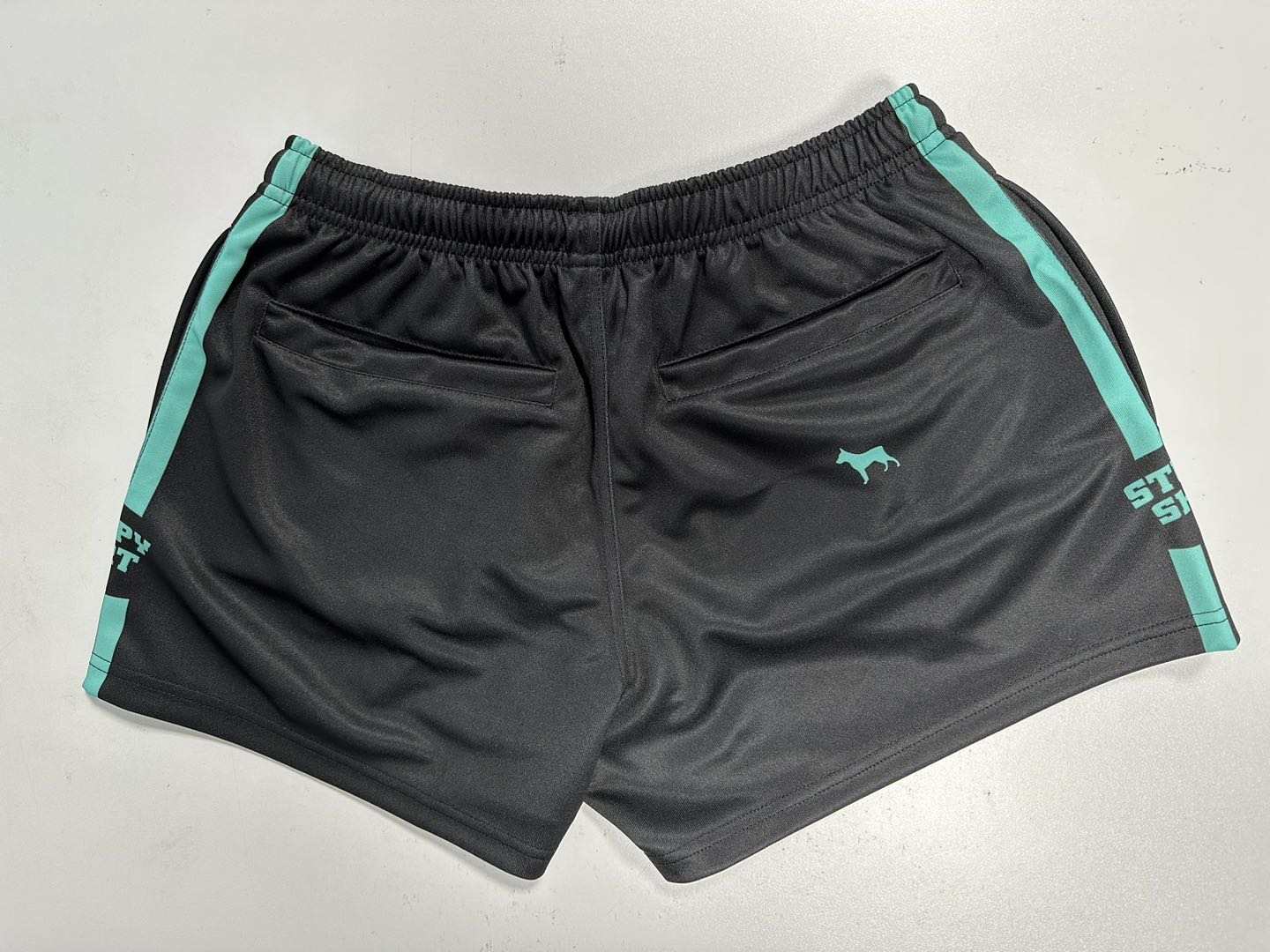 Black/Teal Footy Shorts with pockets