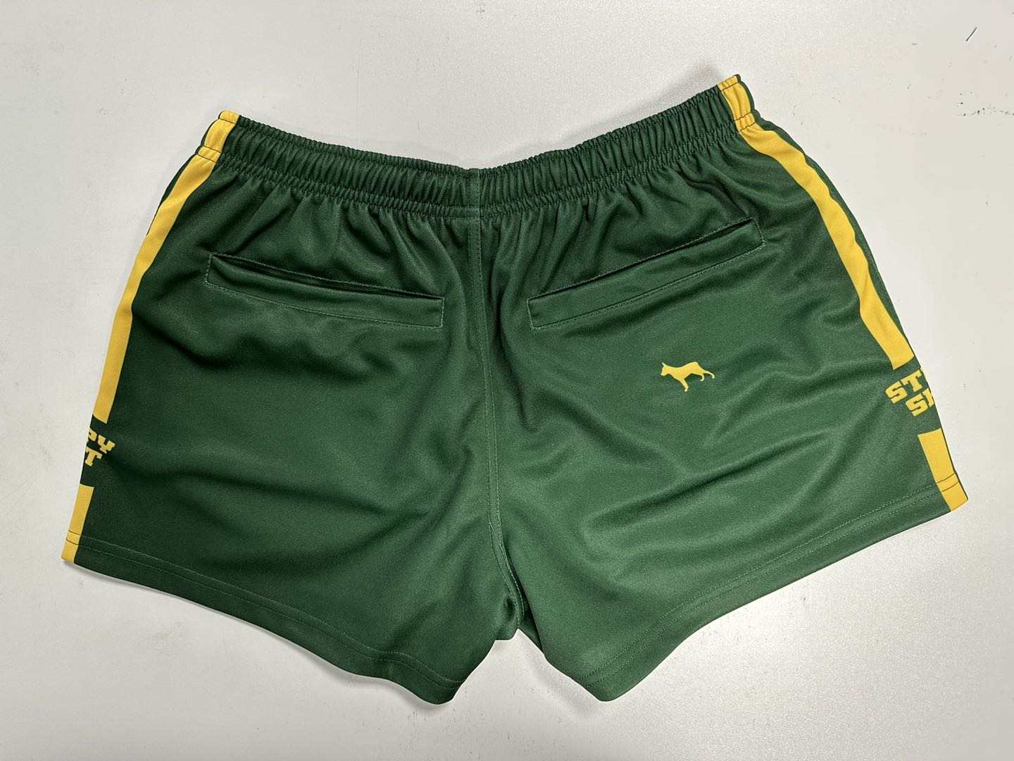 Green/Yellow Footy Shorts with Pockets