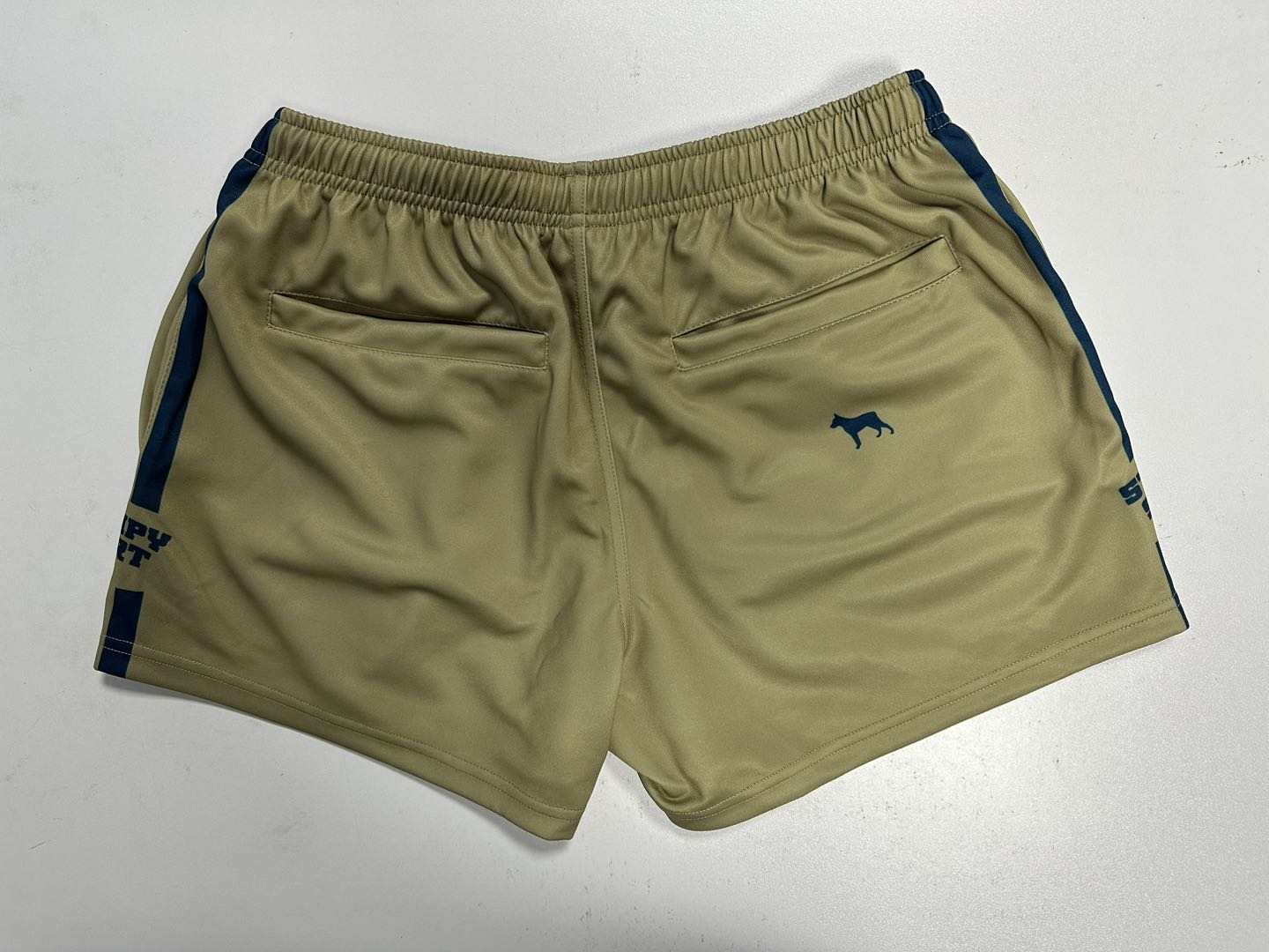 Khaki/Navy Footy Shorts with Pockets