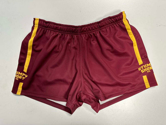 Maroon/Gold Footy Shorts with pockets