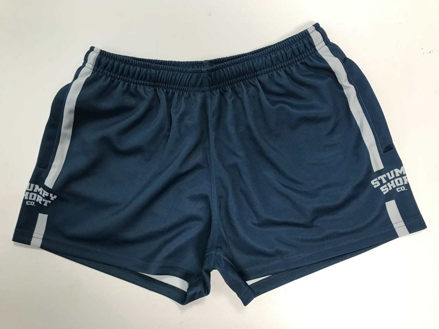 Navy/Silver Footy Shorts with Pockets