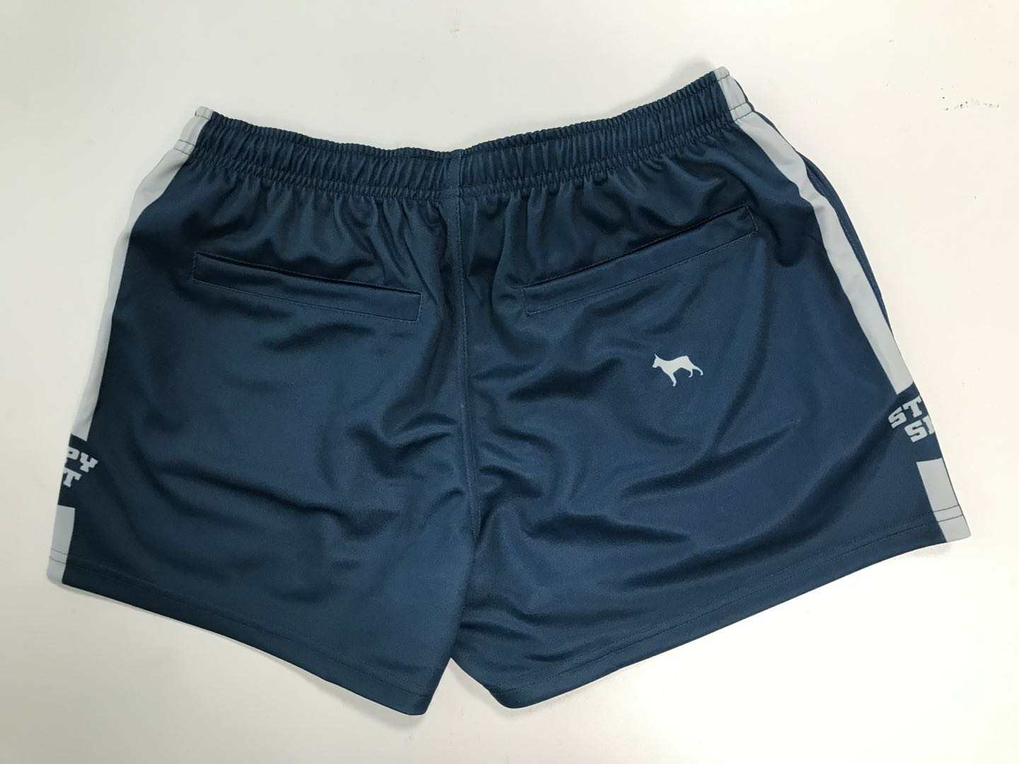 Navy/Silver Footy Shorts with Pockets