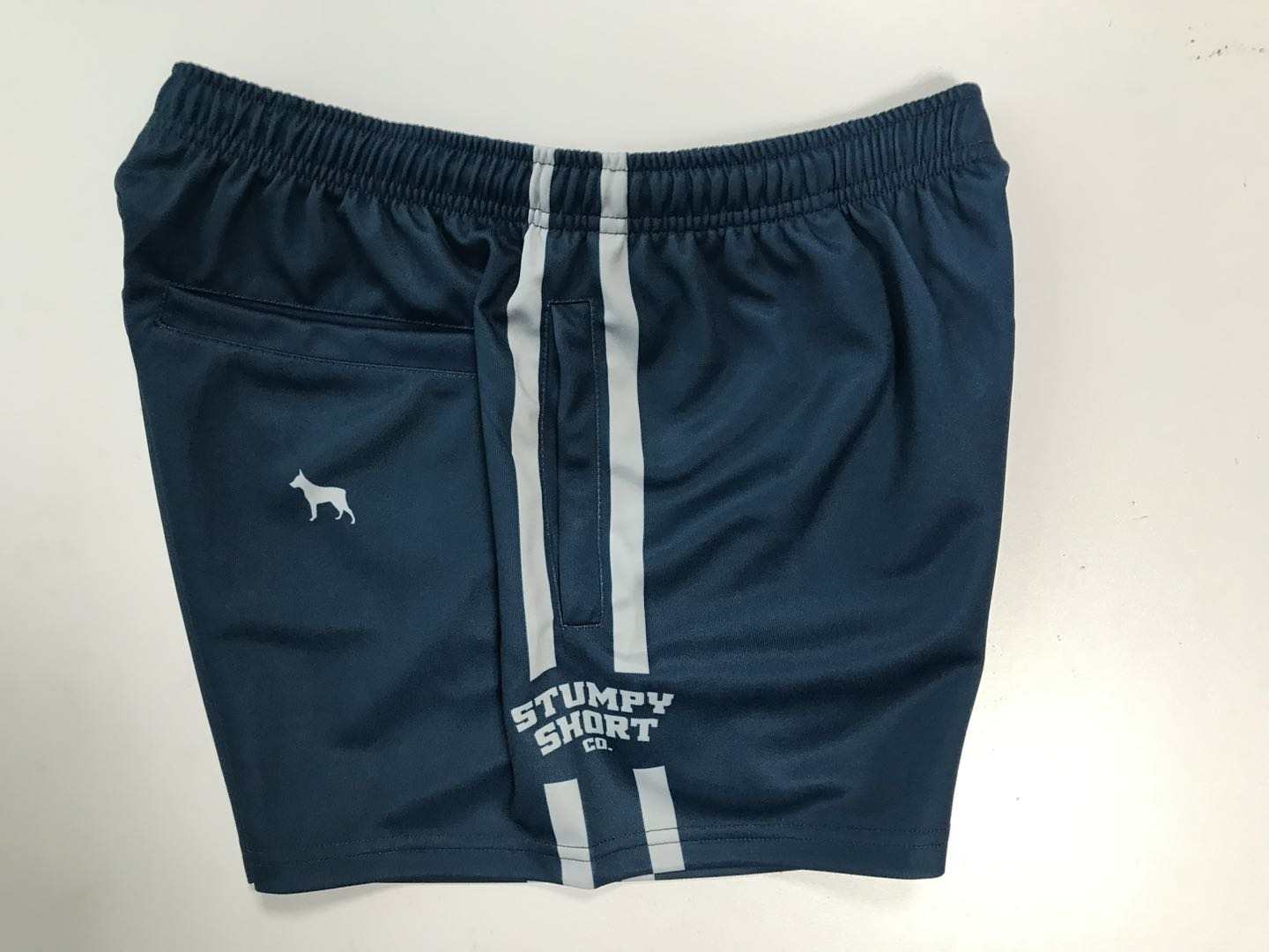 Navy/Silver Footy Shorts with Pockets